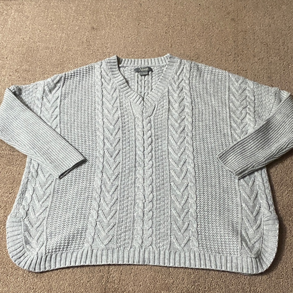 Cable Knit Medium Light Gray Oversized Sweater for Men Cozy Fall
